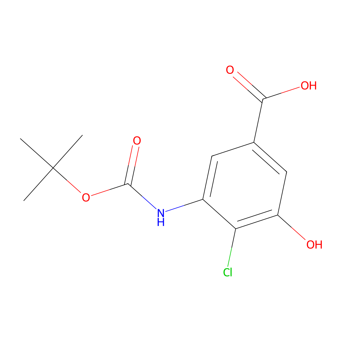 3-{[(Tert-butoxy)carbonyl]amino}-4-chloro-5-hydroxybenzoic acid molecular structure, CAS 2413874-57-2