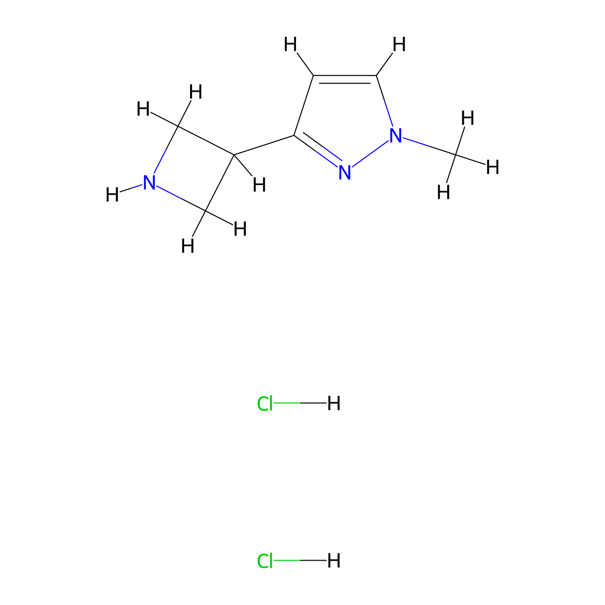 3-(azetidin-3-yl)-1-methyl-1H-pyrazole dihydrochloride molecular structure, CAS 2413874-80-1