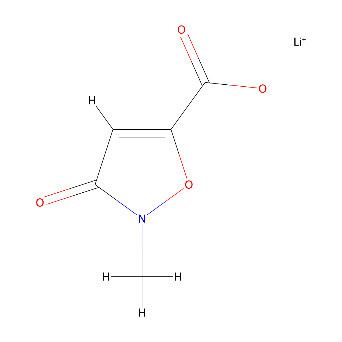 Lithium(1+) 2-methyl-3-oxo-2,3-dihydro-1,2-oxazole-5-carboxylate molecular structure, CAS 2413874-82-3