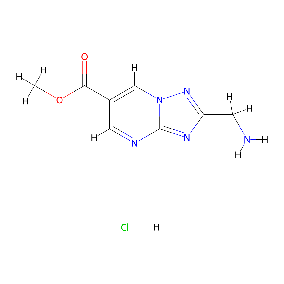 Methyl 2-(aminomethyl)-[1,2,4]triazolo[1,5-a]pyrimidine-6-carboxylate hydrochloride molecular structure, CAS 2413874-83-4