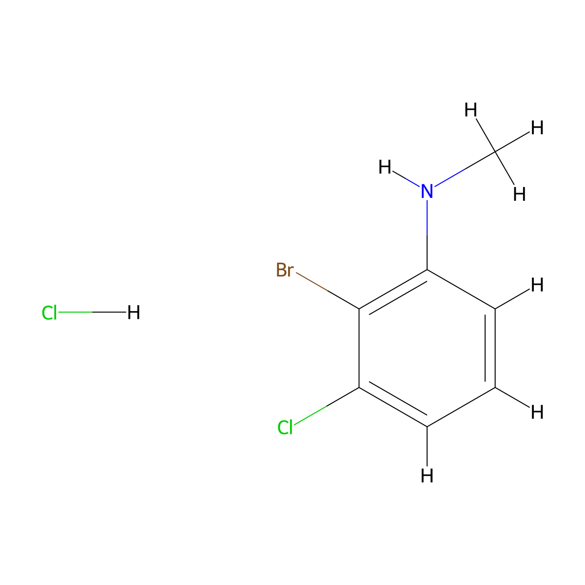 2-bromo-3-chloro-N-methylaniline hydrochloride molecular structure, CAS 2413874-97-0