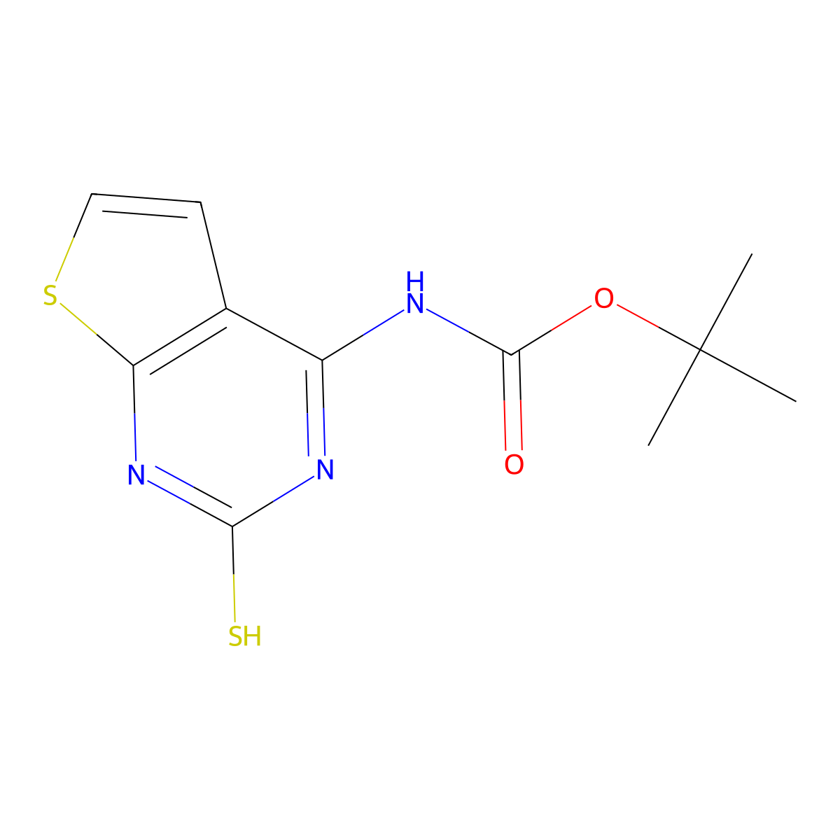 tert-butyl N-{2-sulfanylthieno[2,3-d]pyrimidin-4-yl}carbamate molecular structure, CAS 2413875-00-8