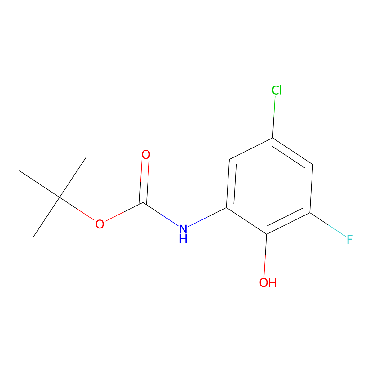 tert-butyl N-(5-chloro-3-fluoro-2-hydroxyphenyl)carbamate molecular structure, CAS 2413875-01-9