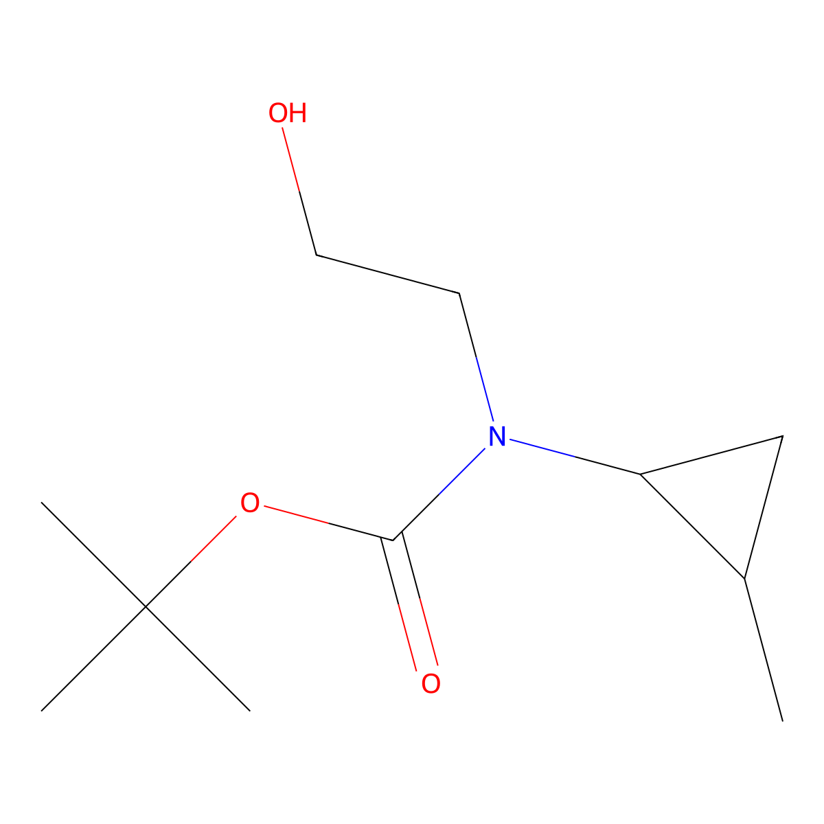 tert-butyl N-(2-hydroxyethyl)-N-(2-methylcyclopropyl)carbamate molecular structure, CAS 2413875-07-5