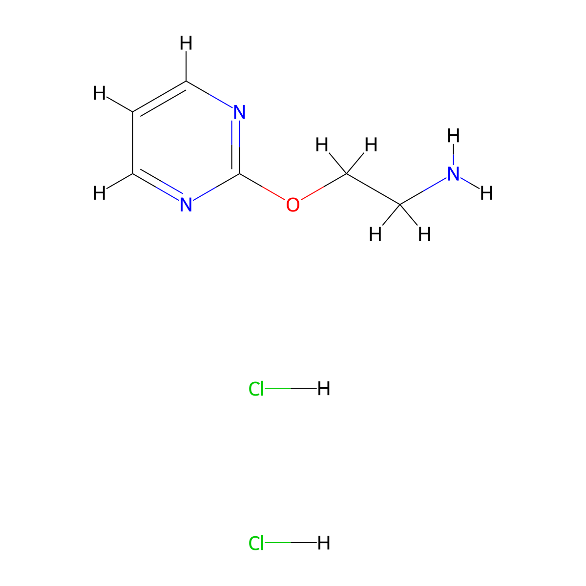 2-(Pyrimidin-2-yloxy)ethan-1-amine dihydrochloride molecular structure, CAS 2413875-15-5