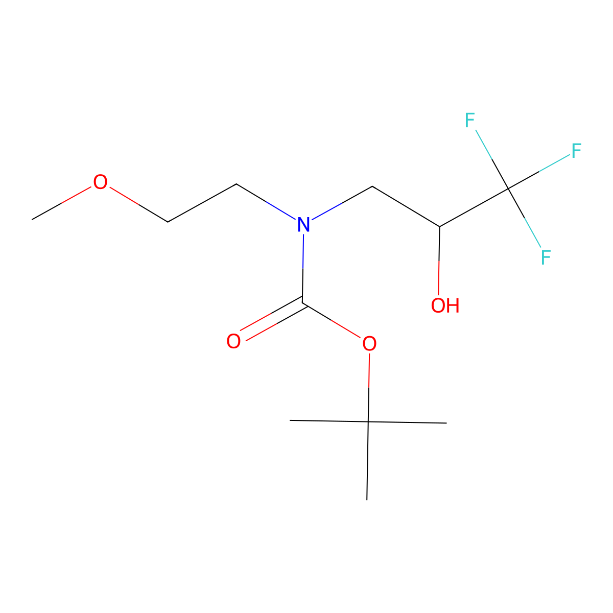 tert-butyl N-(2-methoxyethyl)-N-(3,3,3-trifluoro-2-hydroxypropyl)carbamate molecular structure, CAS 2413875-16-6