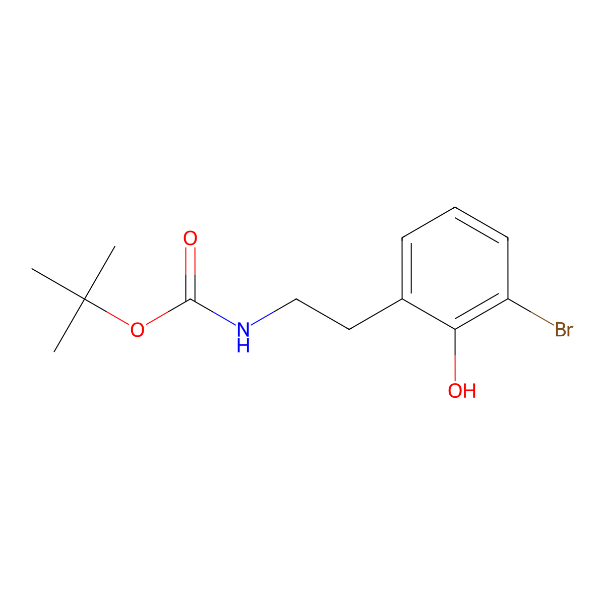 tert-butyl N-[2-(3-bromo-2-hydroxyphenyl)ethyl]carbamate molecular structure, CAS 2413875-46-2