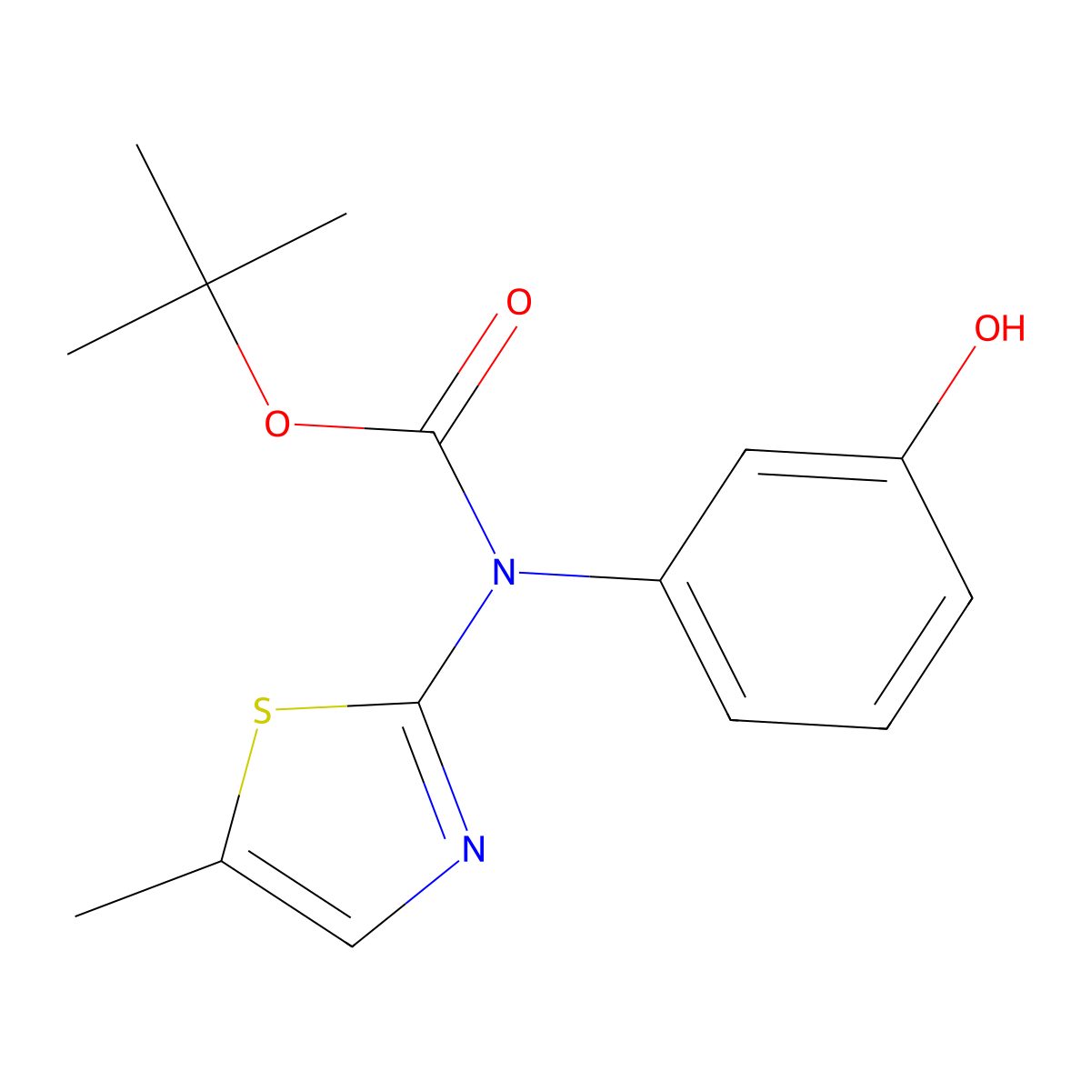 tert-butyl N-(3-hydroxyphenyl)-N-(5-methyl-1,3-thiazol-2-yl)carbamate molecular structure, CAS 2413875-47-3