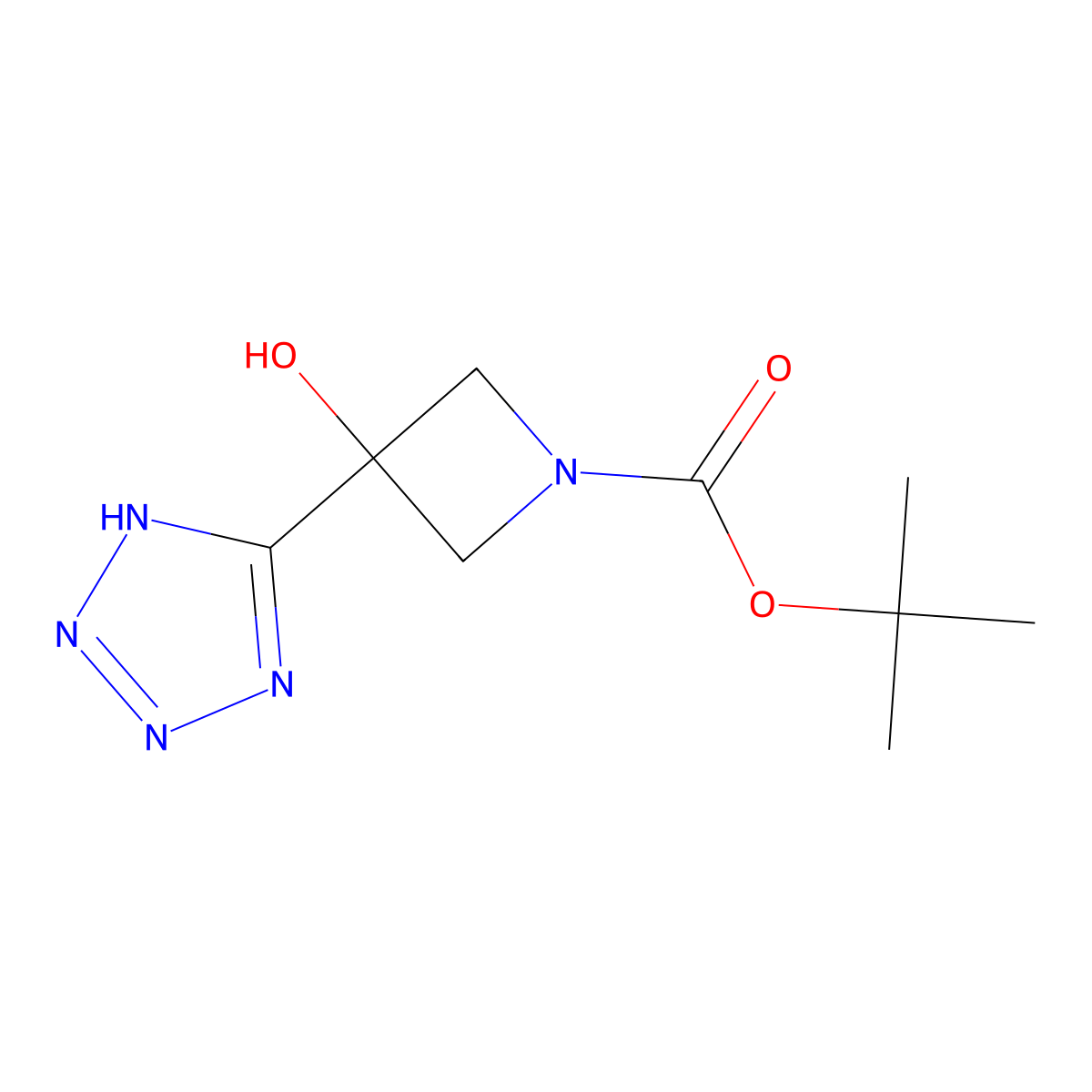 tert-butyl 3-hydroxy-3-(1H-1,2,3,4-tetrazol-5-yl)azetidine-1-carboxylate molecular structure, CAS 2413875-65-5