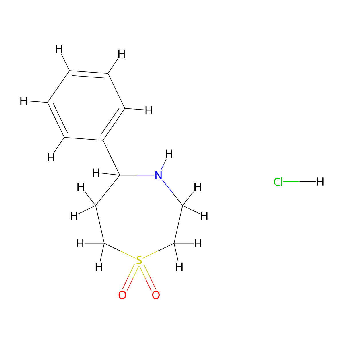 5-Phenyl-1lambda6,4-thiazepane-1,1-dione hydrochloride molecular structure, CAS 2413875-81-5