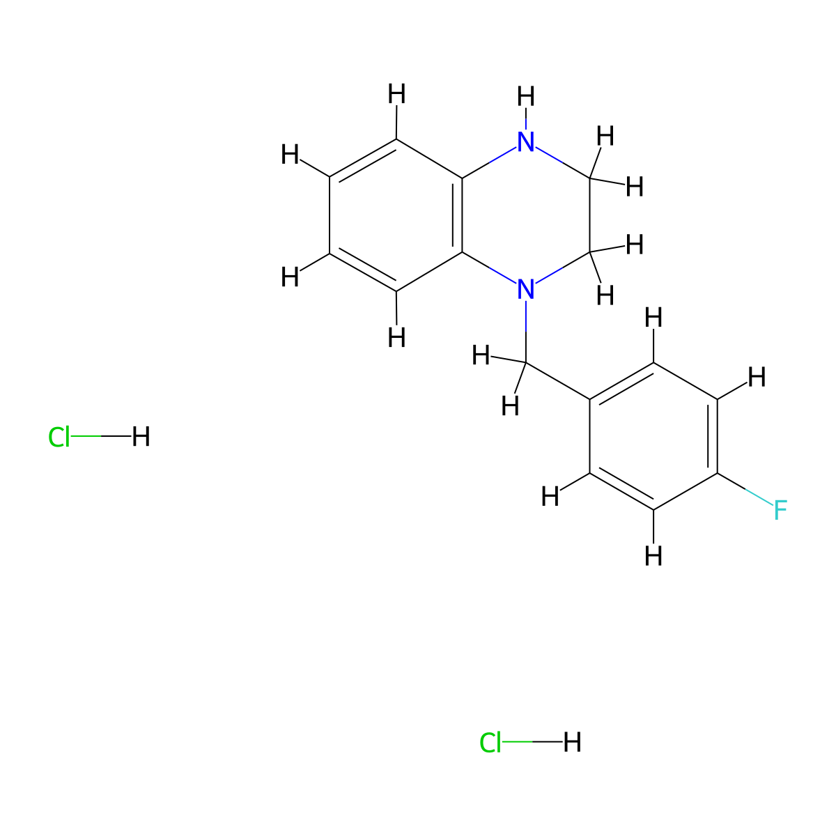 1-[(4-Fluorophenyl)methyl]-1,2,3,4-tetrahydroquinoxaline dihydrochloride molecular structure, CAS 2413875-86-0