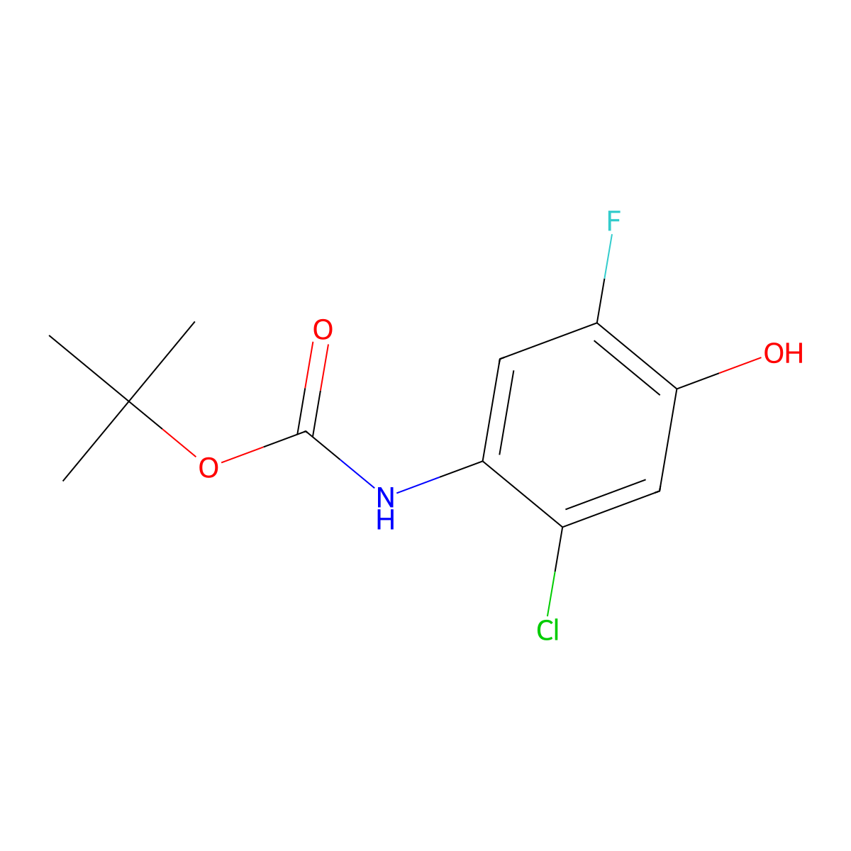 tert-butyl N-(2-chloro-5-fluoro-4-hydroxyphenyl)carbamate molecular structure, CAS 2413875-92-8