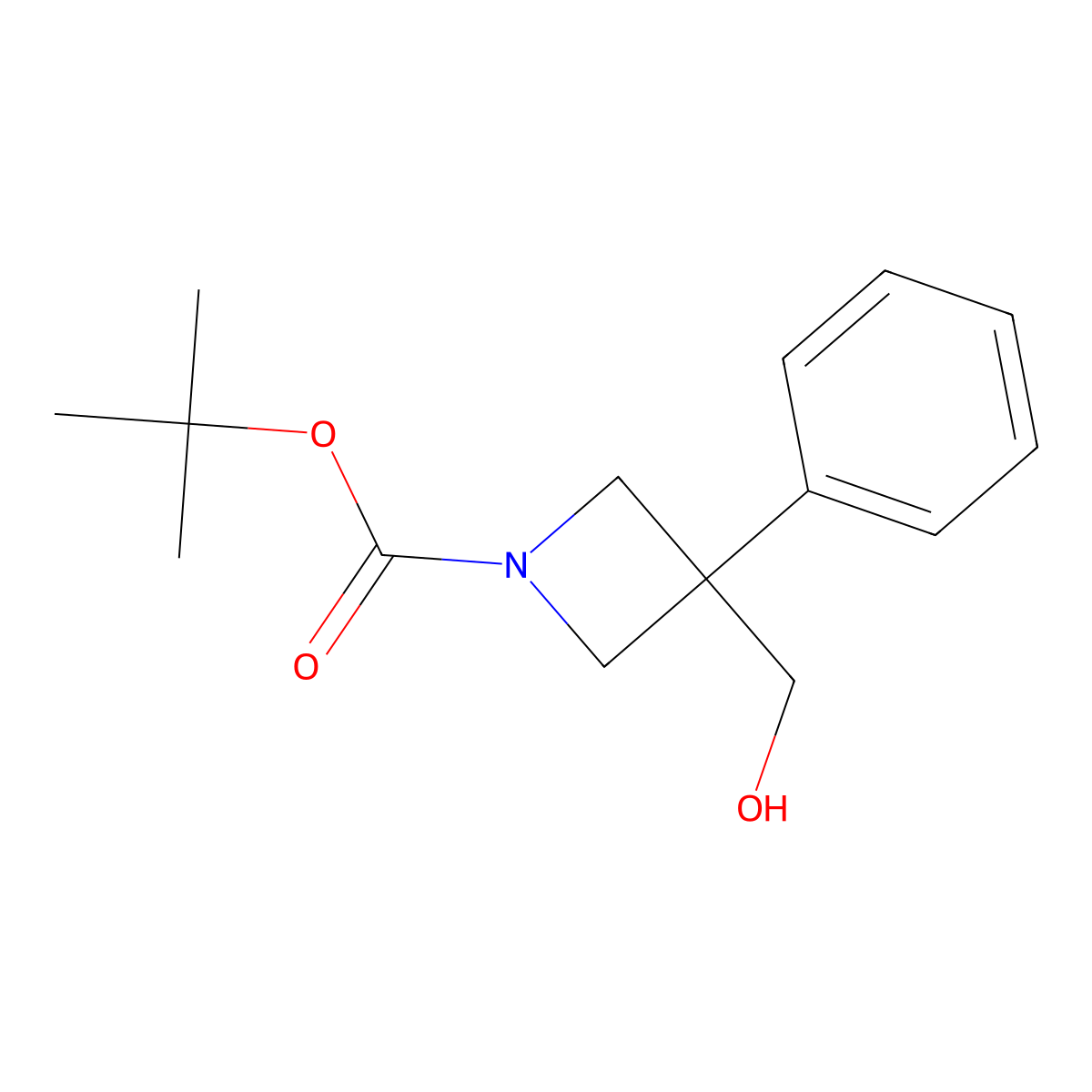 Tert-butyl 3-(hydroxymethyl)-3-phenylazetidine-1-carboxylate molecular structure, CAS 2413875-98-4