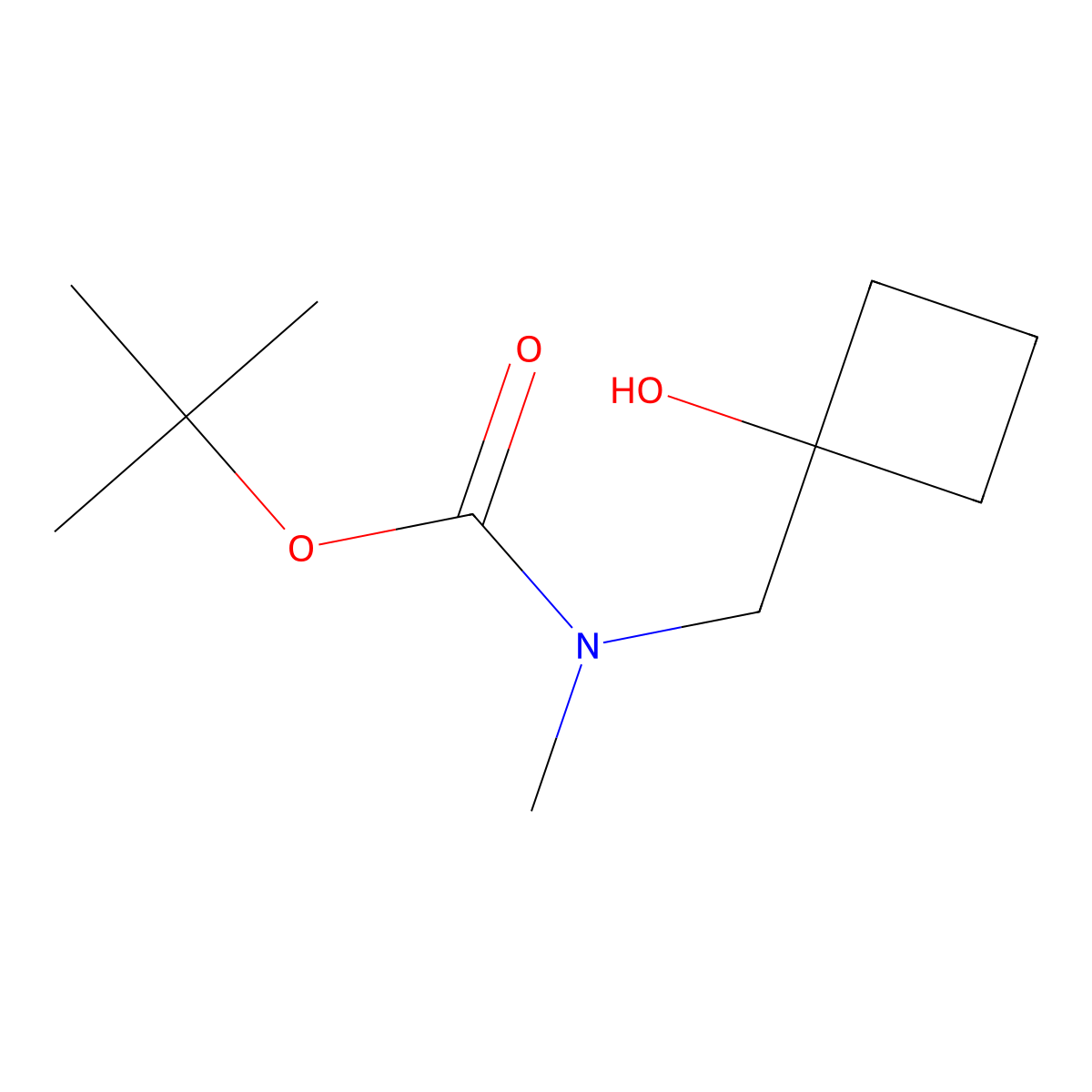 tert-butyl N-[(1-hydroxycyclobutyl)methyl]-N-methylcarbamate molecular structure, CAS 2413875-99-5