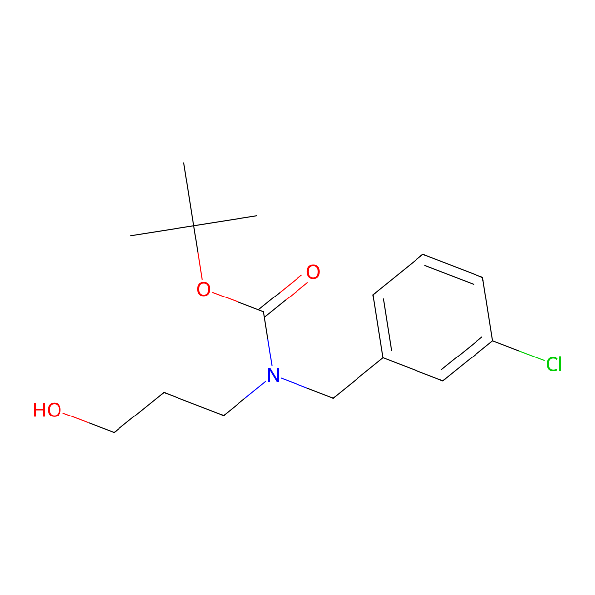 tert-butyl N-[(3-chlorophenyl)methyl]-N-(3-hydroxypropyl)carbamate molecular structure, CAS 2413876-03-4