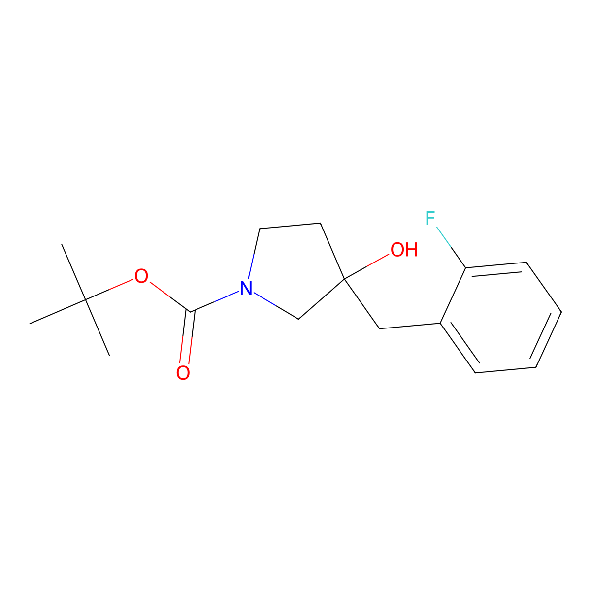 Tert-butyl 3-[(2-fluorophenyl)methyl]-3-hydroxypyrrolidine-1-carboxylate molecular structure, CAS 2413876-05-6