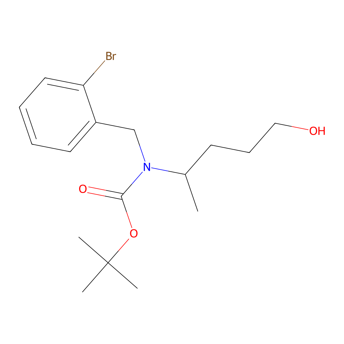 tert-butyl N-[(2-bromophenyl)methyl]-N-(5-hydroxypentan-2-yl)carbamate molecular structure, CAS 2413876-12-5