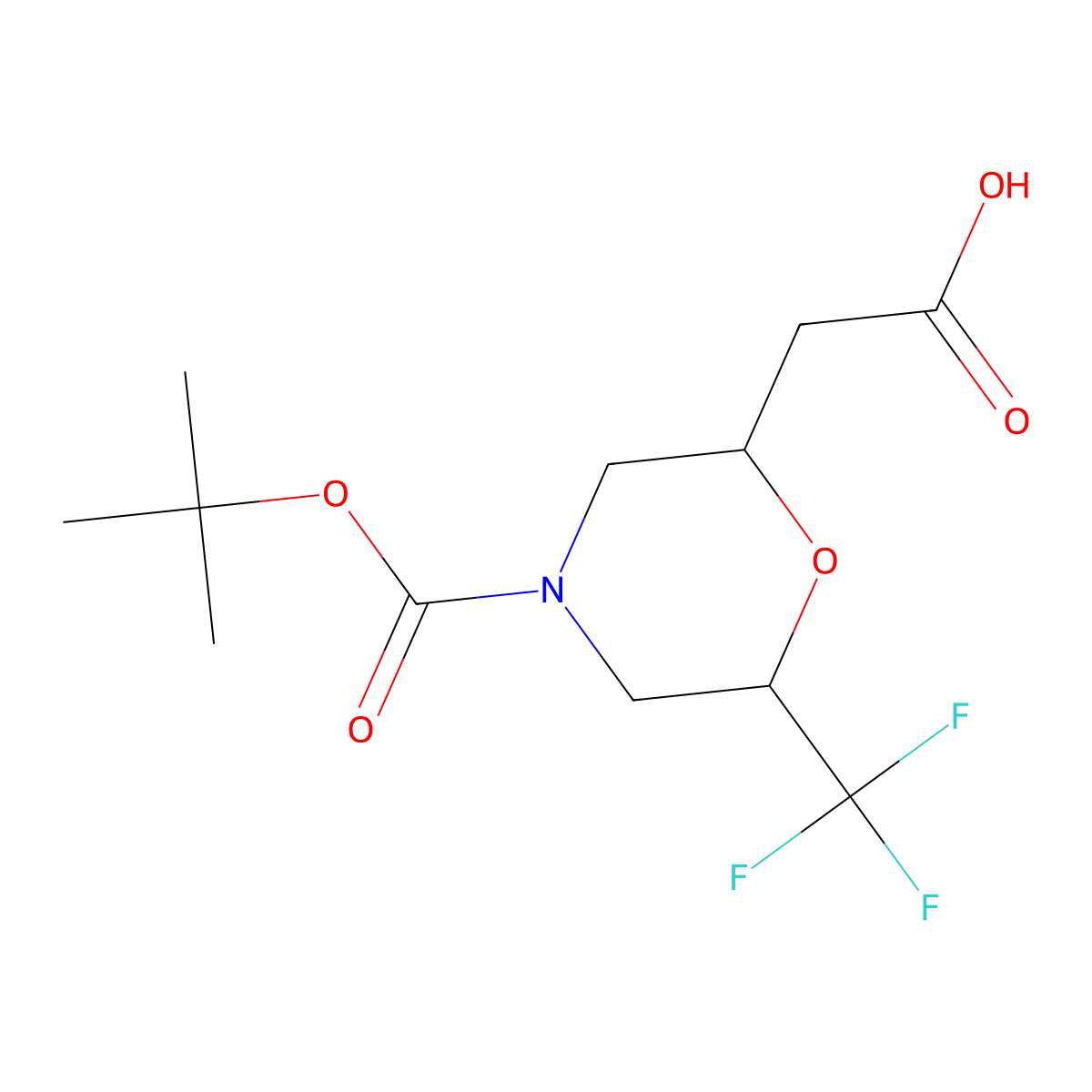 2-{4-[(Tert-butoxy)carbonyl]-6-(trifluoromethyl)morpholin-2-yl}acetic acid molecular structure, CAS 2413876-16-9