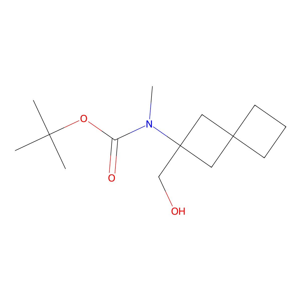 tert-butyl N-[2-(hydroxymethyl)spiro[3.3]heptan-2-yl]-N-methylcarbamate molecular structure, CAS 2413876-22-7