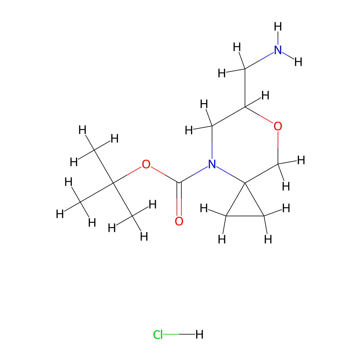Tert-butyl 6-(aminomethyl)-7-oxa-4-azaspiro[2.5]octane-4-carboxylate hydrochloride molecular structure, CAS 2413876-30-7