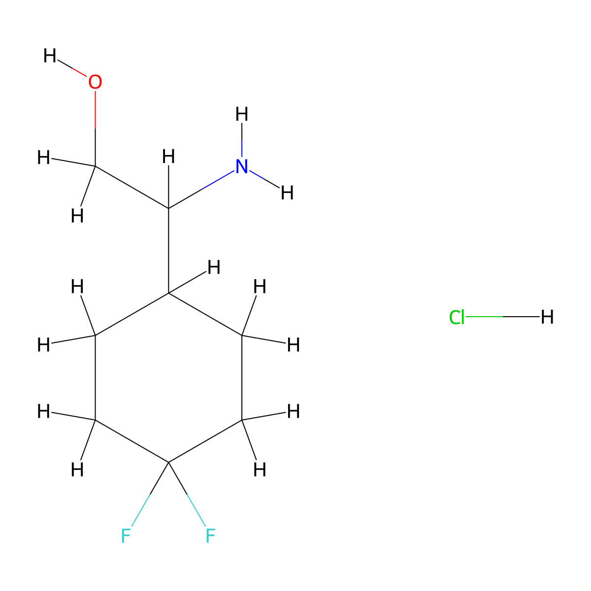 2-Amino-2-(4,4-difluorocyclohexyl)ethan-1-ol hydrochloride molecular structure, CAS 2413876-43-2