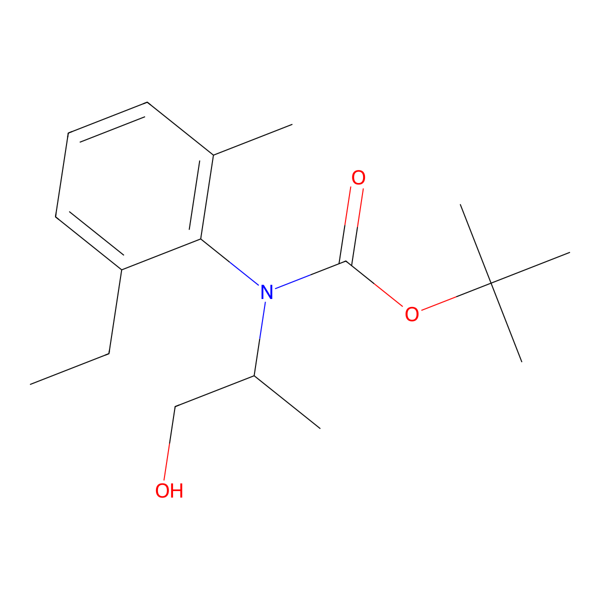 tert-butyl N-(2-ethyl-6-methylphenyl)-N-(1-hydroxypropan-2-yl)carbamate molecular structure, CAS 2413876-44-3