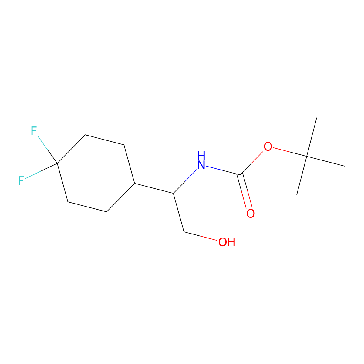 tert-butyl N-[1-(4,4-difluorocyclohexyl)-2-hydroxyethyl]carbamate molecular structure, CAS 2413876-48-7
