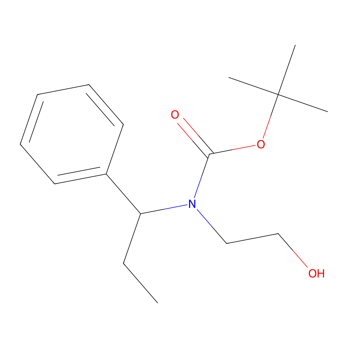 tert-butyl N-(2-hydroxyethyl)-N-(1-phenylpropyl)carbamate molecular structure, CAS 2413876-49-8