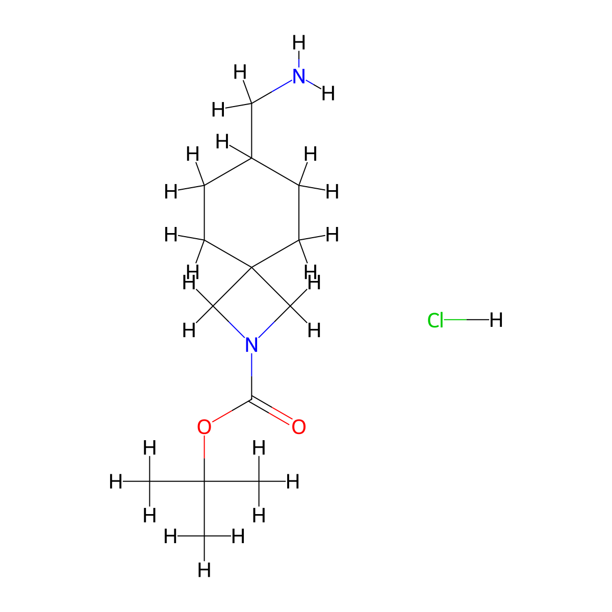 Tert-butyl 7-(aminomethyl)-2-azaspiro[3.5]nonane-2-carboxylate hydrochloride molecular structure, CAS 2413876-51-2