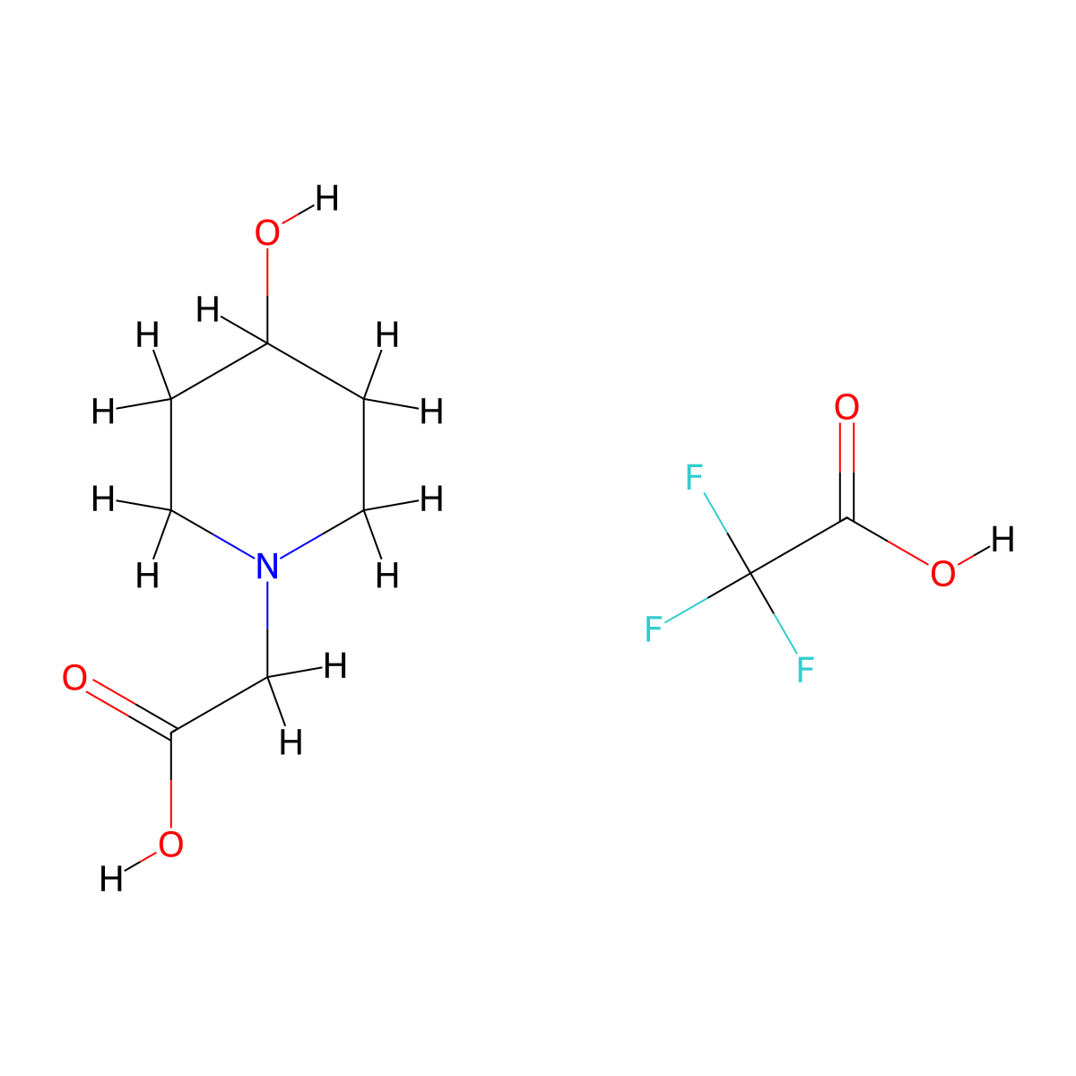 2-(4-Hydroxypiperidin-1-yl)acetic acid, trifluoroacetic acid molecular structure, CAS 2413876-54-5