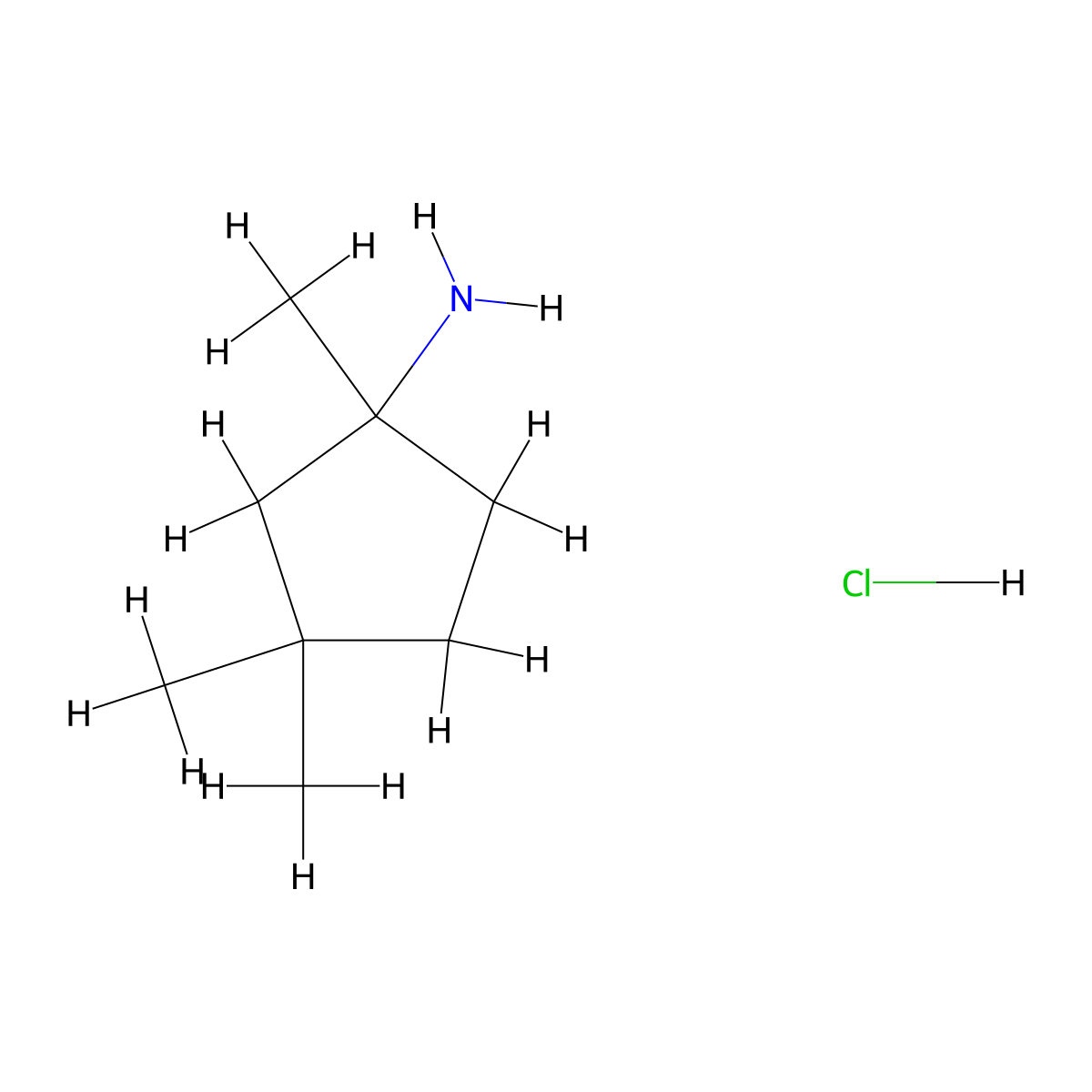 1,3,3-Trimethylcyclopentan-1-amine hydrochloride molecular structure, CAS 2413876-58-9