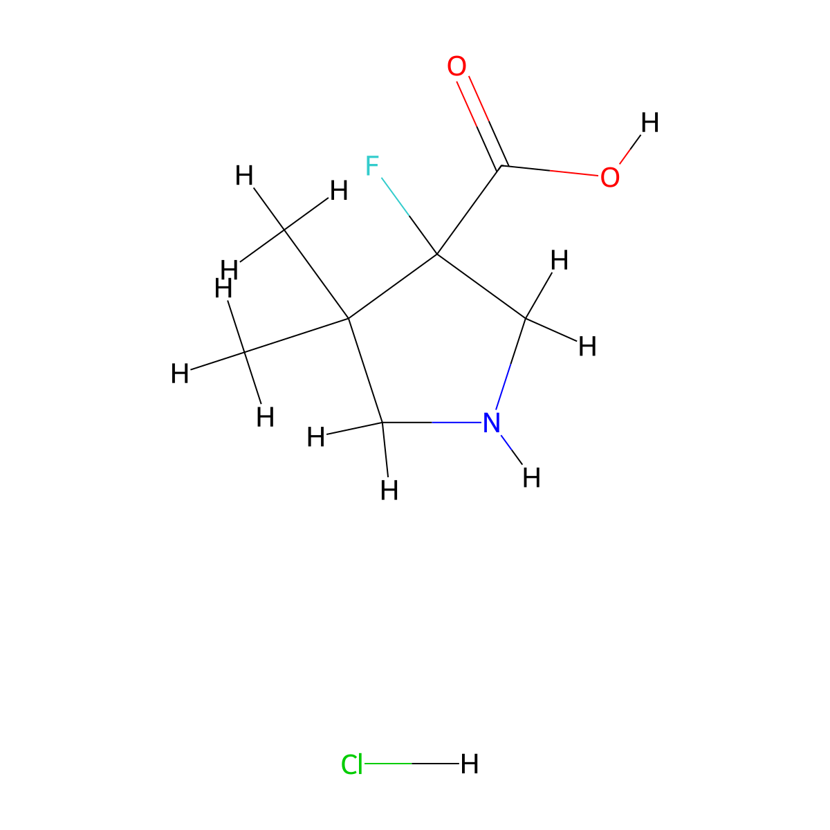 3-Fluoro-4,4-dimethylpyrrolidine-3-carboxylic acid hydrochloride molecular structure, CAS 2413876-60-3