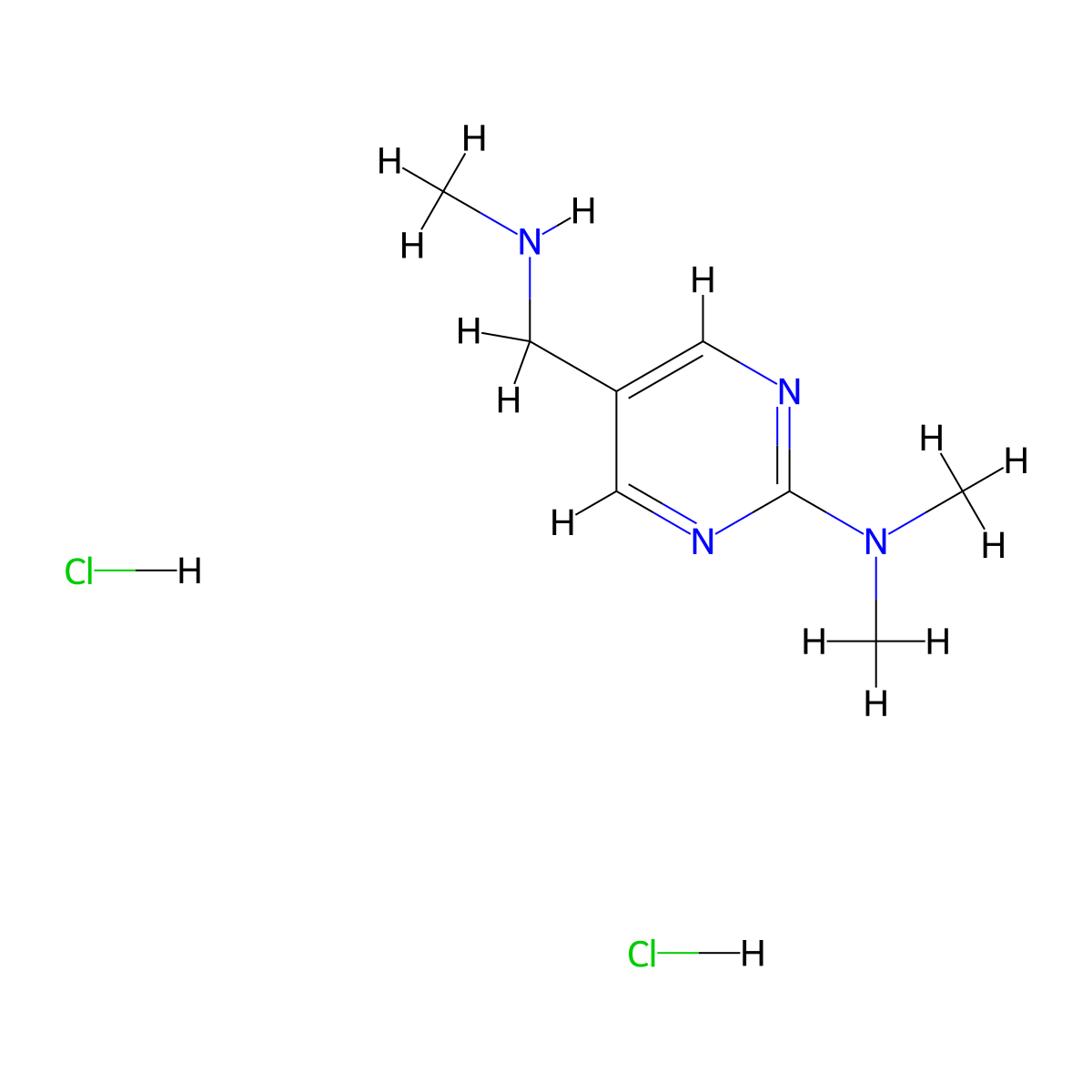 N,N-dimethyl-5-((methylamino)methyl)pyrimidin-2-amine dihydrochloride molecular structure, CAS 2413876-63-6