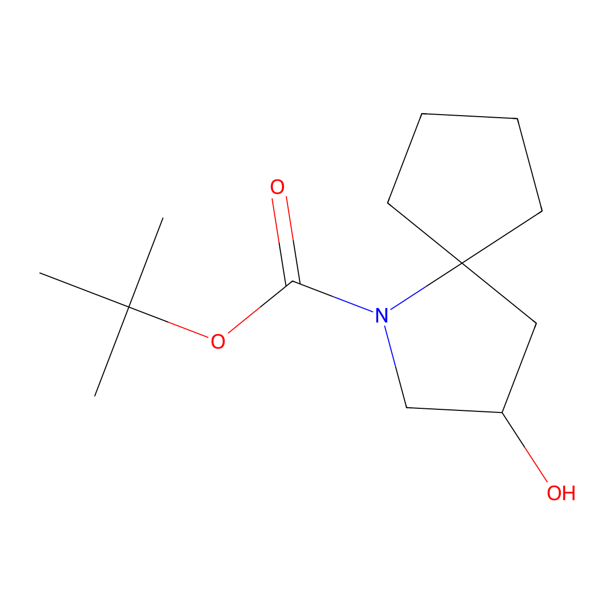 Tert-butyl 3-hydroxy-1-azaspiro[4.4]nonane-1-carboxylate molecular structure, CAS 2413876-64-7