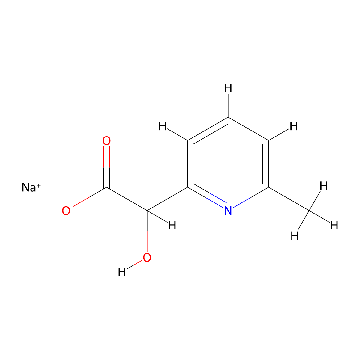 Sodium 2-hydroxy-2-(6-methylpyridin-2-yl)acetate molecular structure, CAS 2413876-65-8