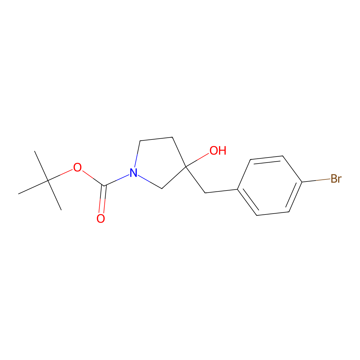 Tert-butyl 3-[(4-bromophenyl)methyl]-3-hydroxypyrrolidine-1-carboxylate molecular structure, CAS 2413876-74-9