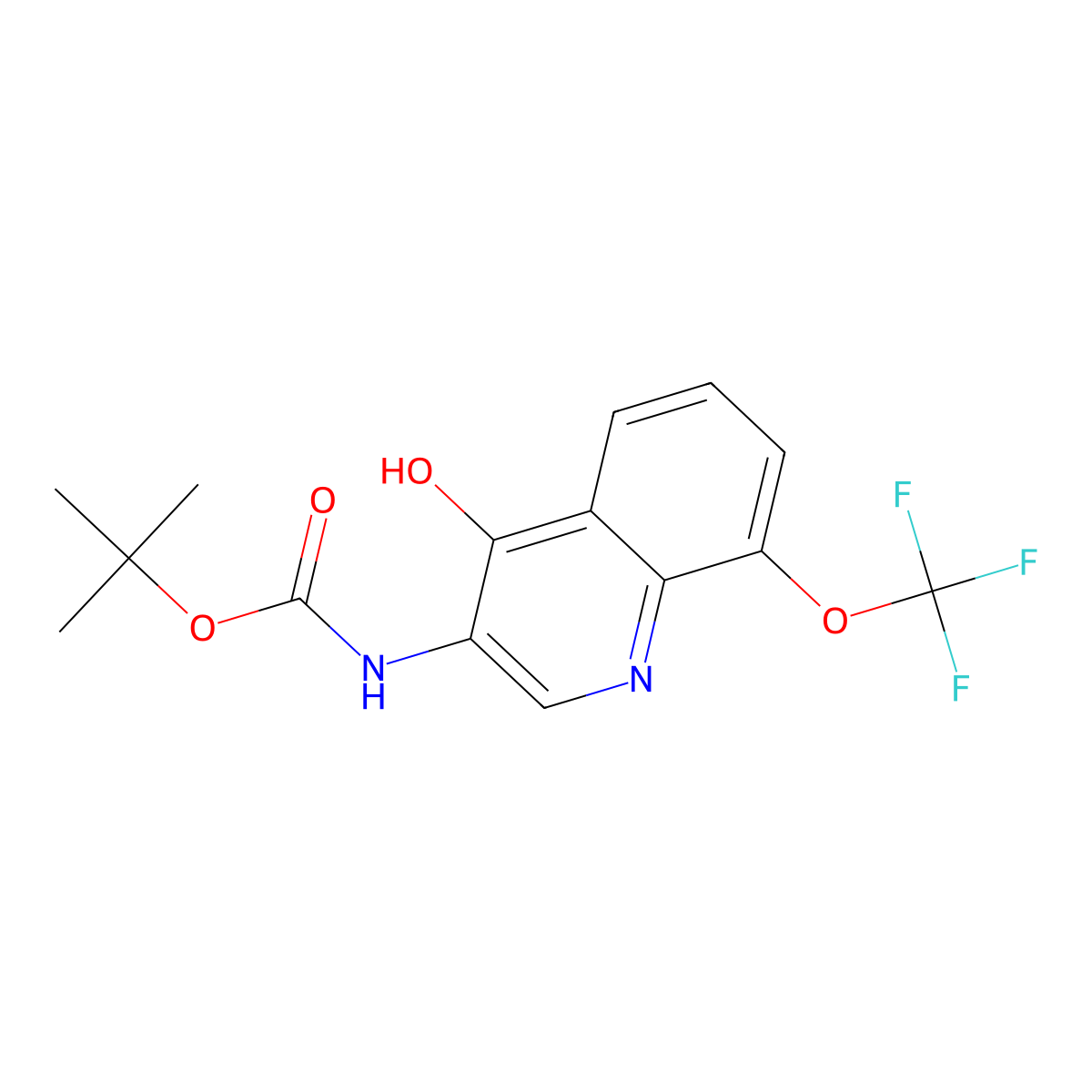 tert-butyl N-[4-hydroxy-8-(trifluoromethoxy)quinolin-3-yl]carbamate molecular structure, CAS 2413876-76-1