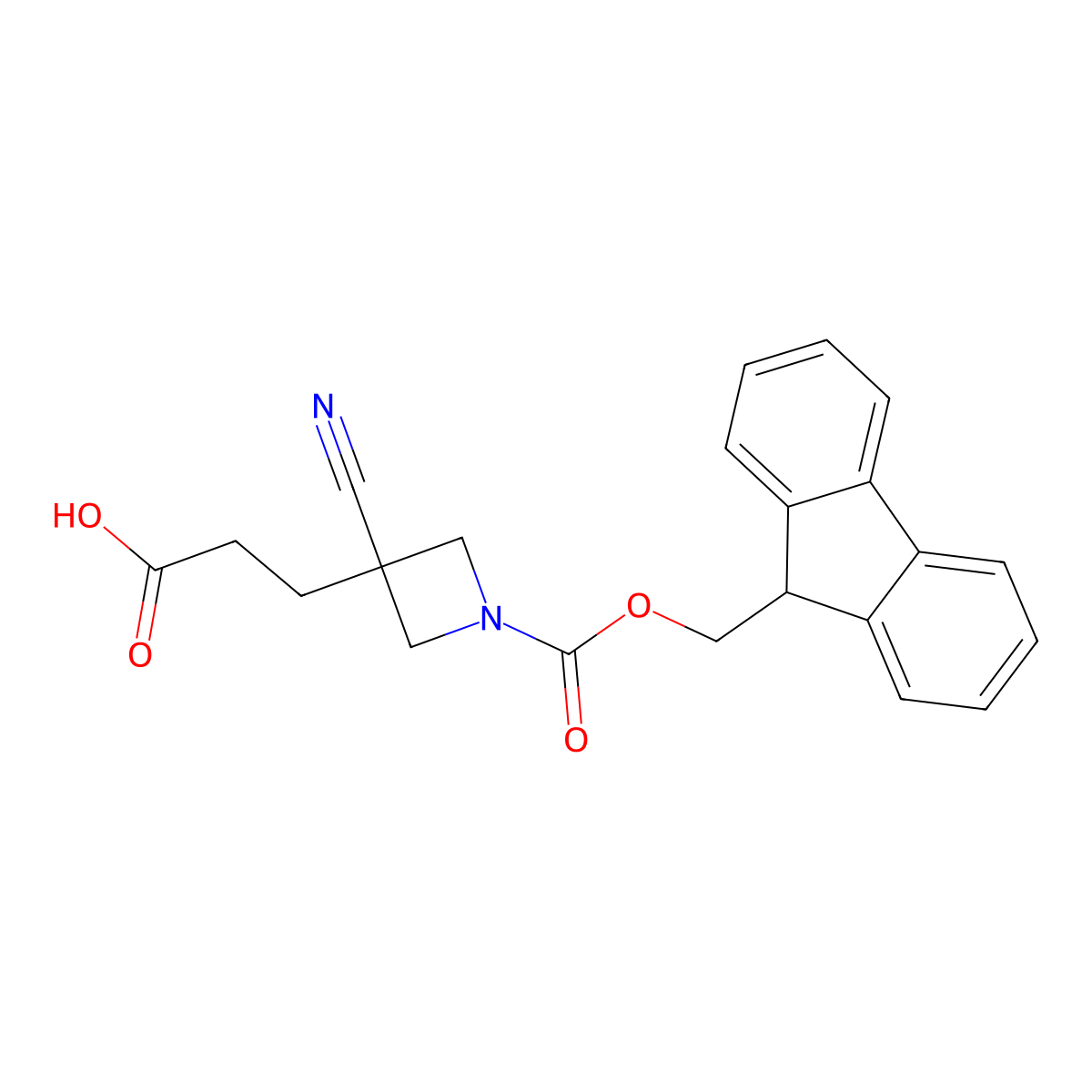 3-[3-Cyano-1-(9H-fluoren-9-ylmethoxycarbonyl)azetidin-3-yl]propanoic acid molecular structure, CAS 2413876-82-9