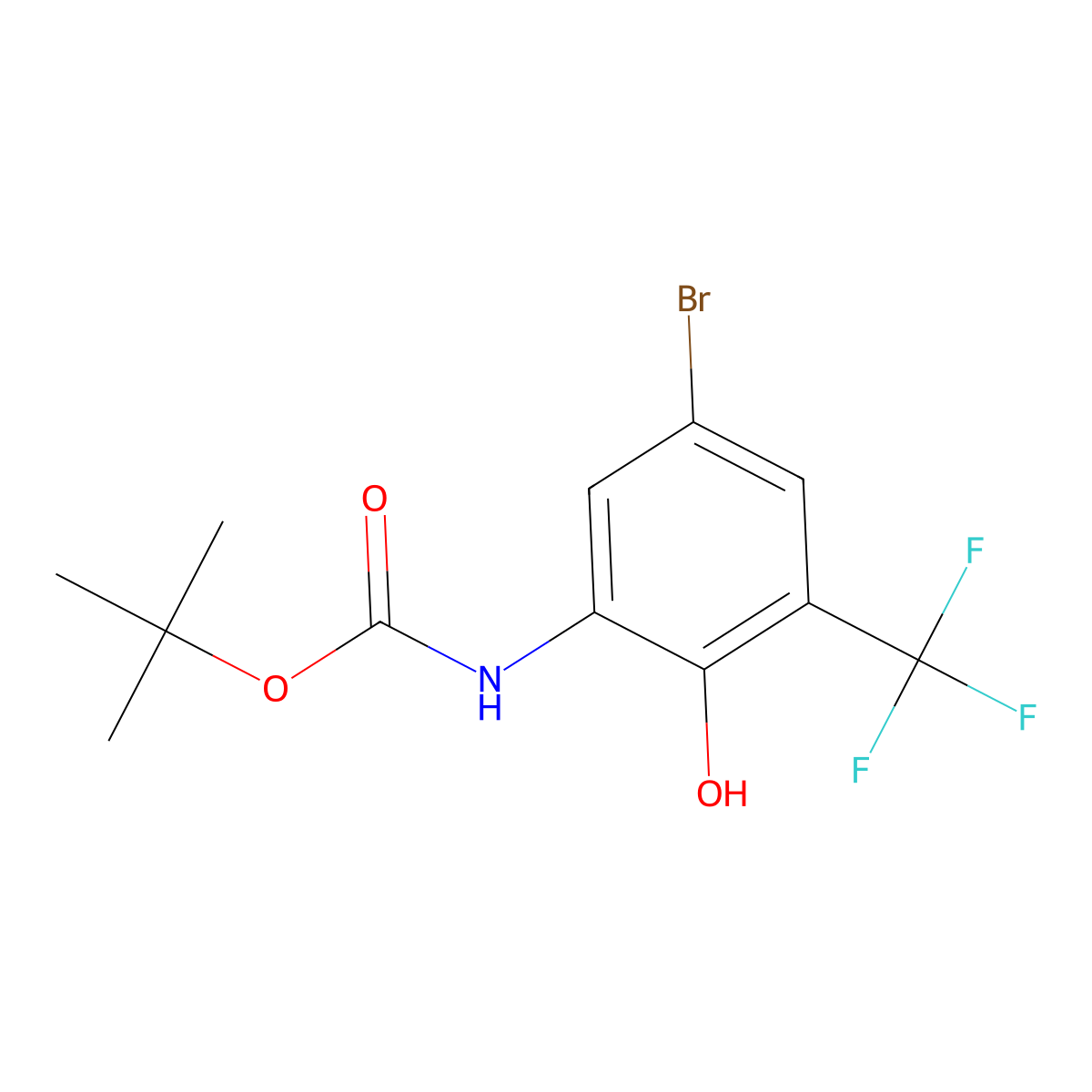 tert-butyl N-[5-bromo-2-hydroxy-3-(trifluoromethyl)phenyl]carbamate molecular structure, CAS 2413876-86-3