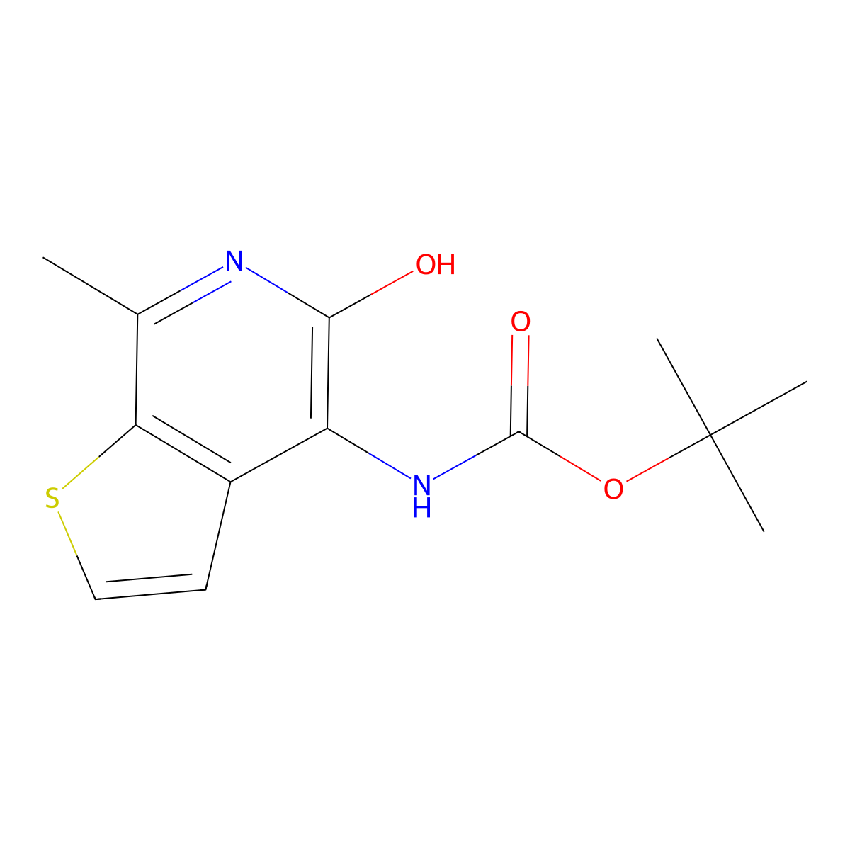 tert-butyl N-{5-hydroxy-7-methylthieno[2,3-c]pyridin-4-yl}carbamate molecular structure, CAS 2413876-90-9