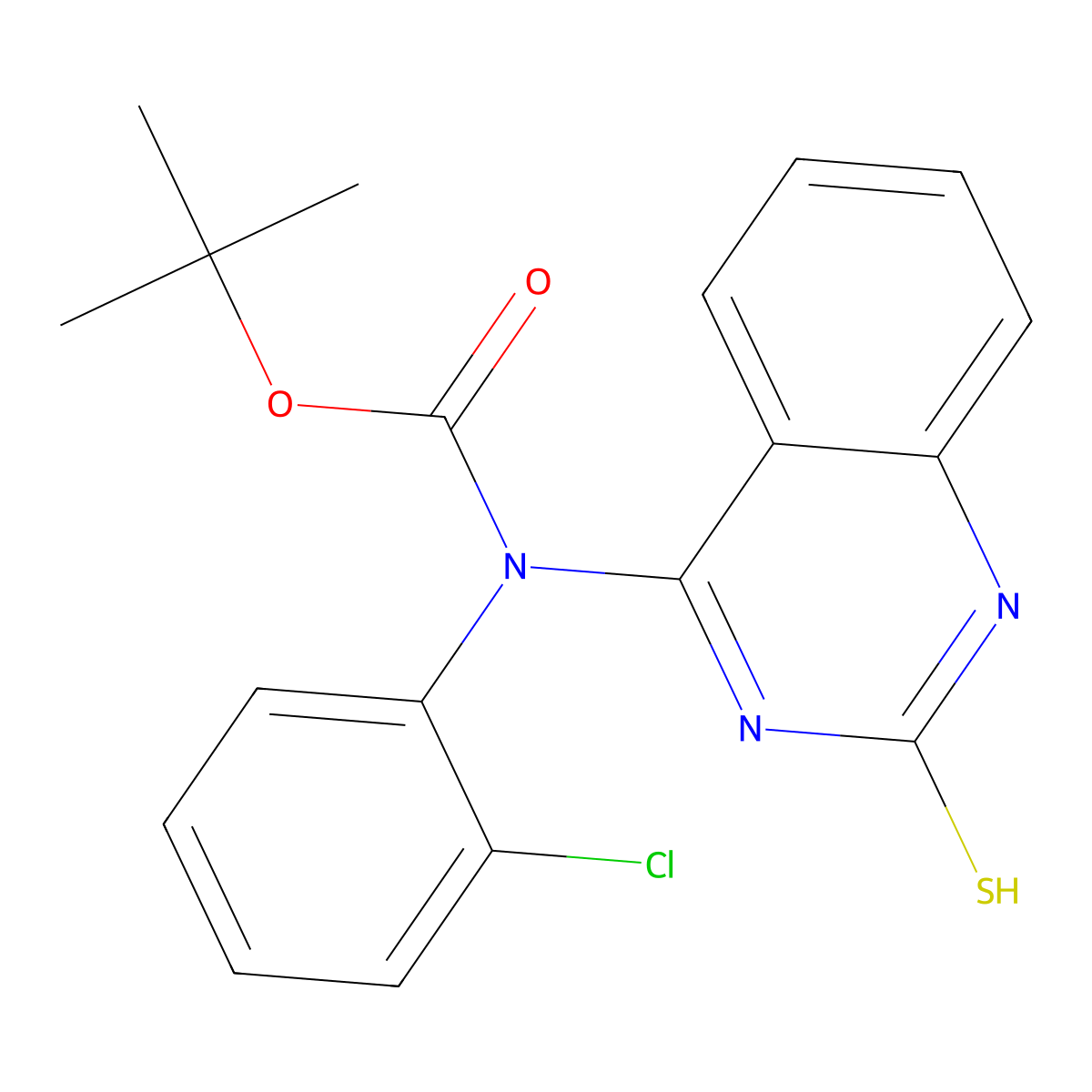 tert-butyl N-(2-chlorophenyl)-N-(2-sulfanylquinazolin-4-yl)carbamate molecular structure, CAS 2413876-93-2