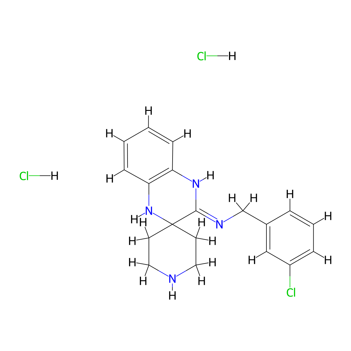 N-[(3-chlorophenyl)methyl]-1'H-spiro[piperidine-4,2'-quinoxalin]-3'-amine dihydrochloride molecular structure, CAS 2413876-98-7