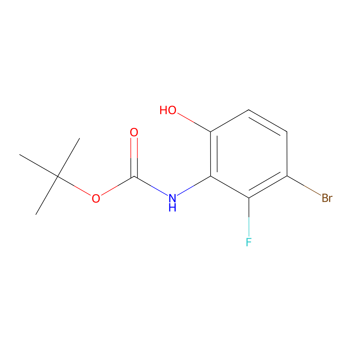 tert-butyl N-(3-bromo-2-fluoro-6-hydroxyphenyl)carbamate molecular structure, CAS 2413877-04-8