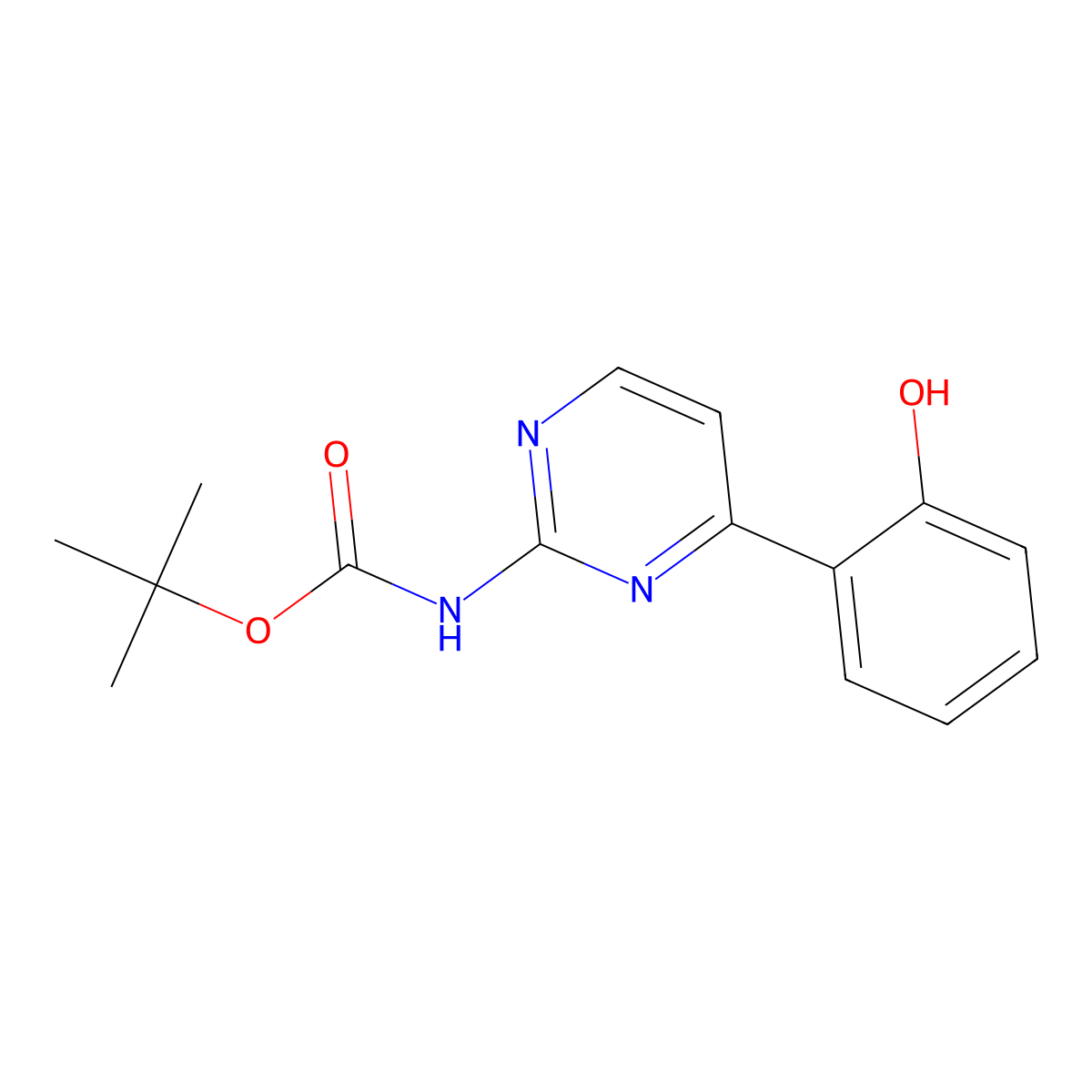 tert-butyl N-[4-(2-hydroxyphenyl)pyrimidin-2-yl]carbamate molecular structure, CAS 2413877-07-1