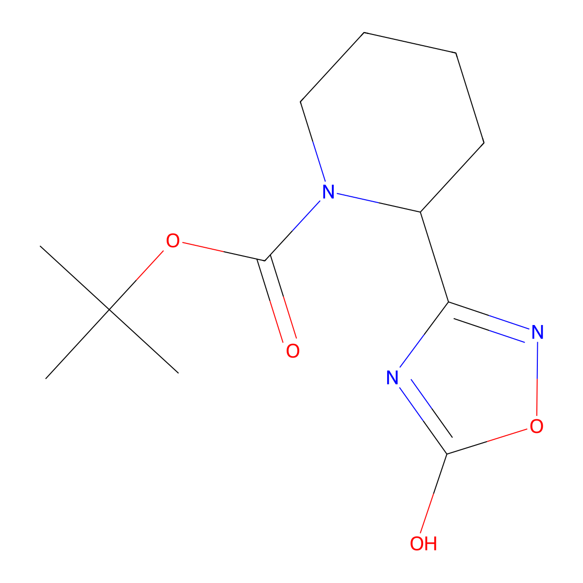 Tert-butyl 2-(5-hydroxy-1,2,4-oxadiazol-3-yl)piperidine-1-carboxylate molecular structure, CAS 2413877-10-6