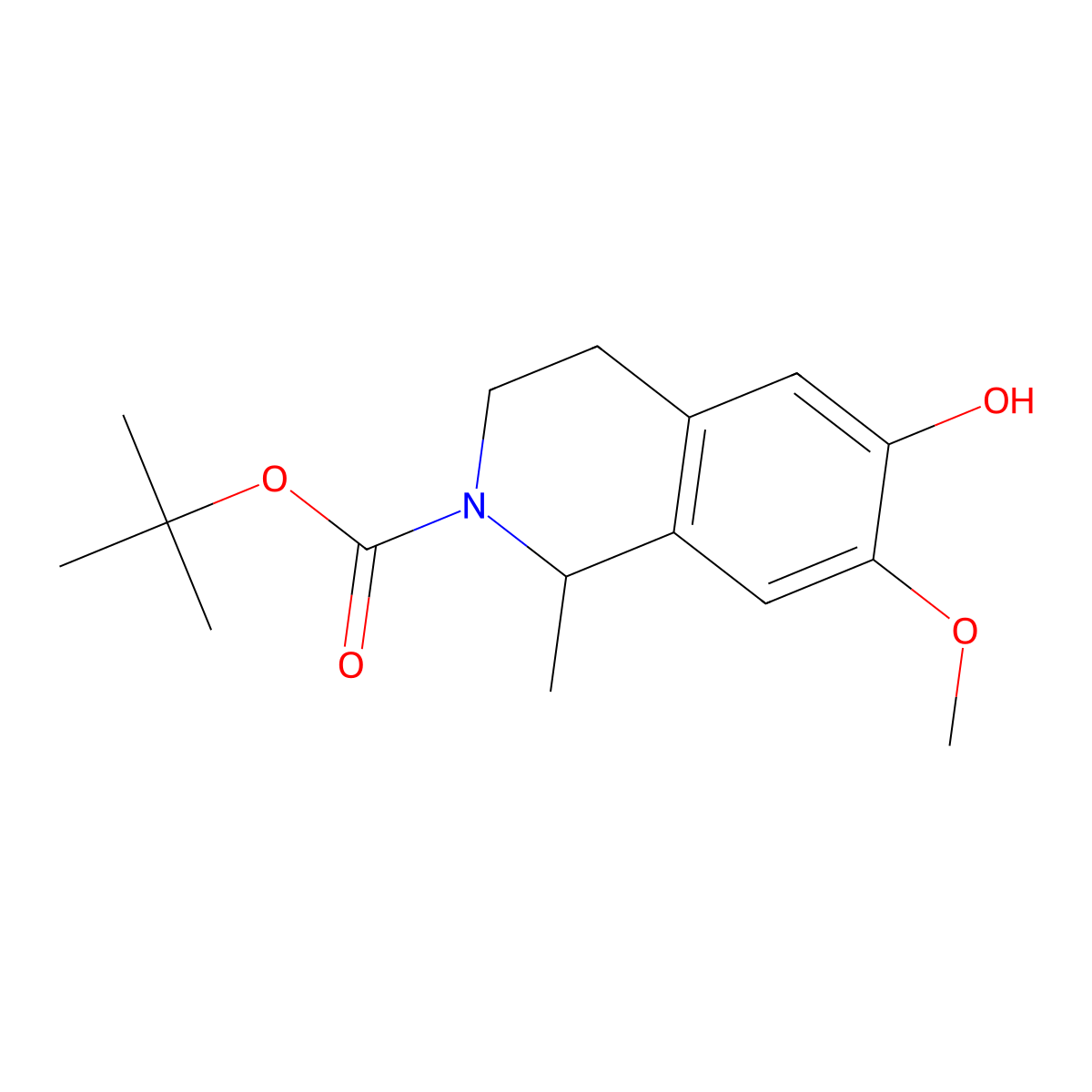 Tert-butyl 6-hydroxy-7-methoxy-1-methyl-1,2,3,4-tetrahydroisoquinoline-2-carboxylate molecular structure, CAS 2413877-11-7