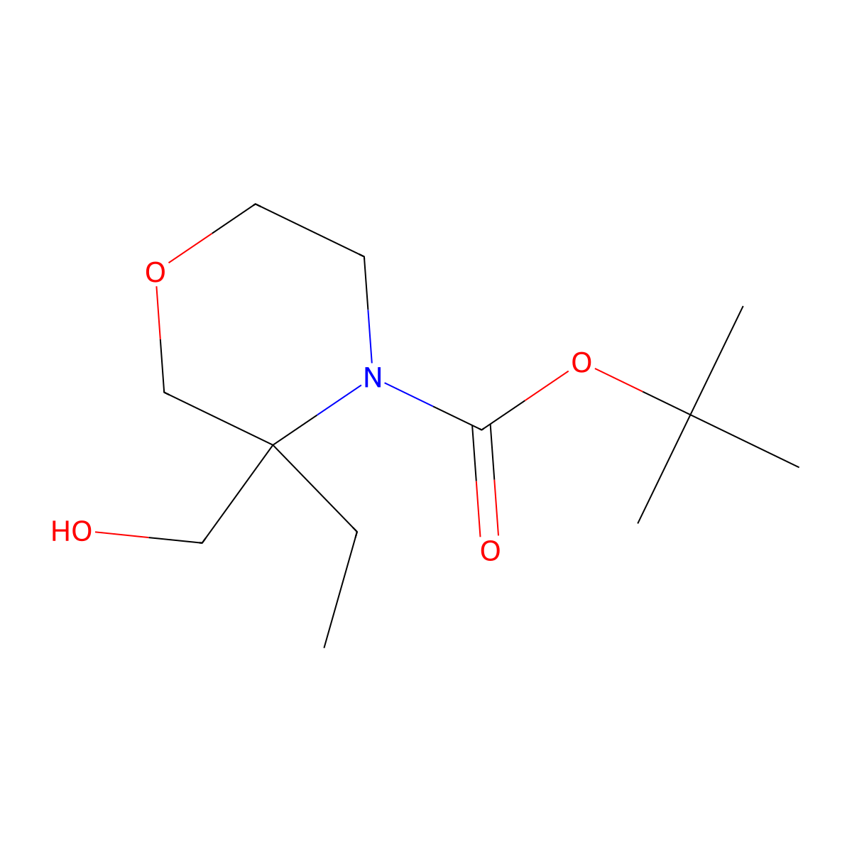 Tert-butyl 3-ethyl-3-(hydroxymethyl)morpholine-4-carboxylate molecular structure, CAS 2413877-15-1