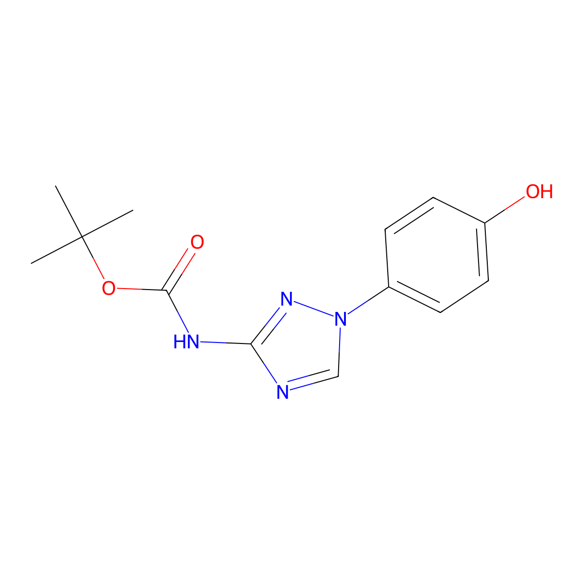 tert-butyl N-[1-(4-hydroxyphenyl)-1H-1,2,4-triazol-3-yl]carbamate molecular structure, CAS 2413877-18-4