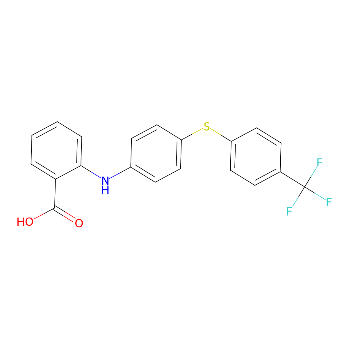2-[(4-{[4-(Trifluoromethyl)phenyl]sulfanyl}phenyl)amino]benzoic acid molecular structure, CAS 2413877-32-2