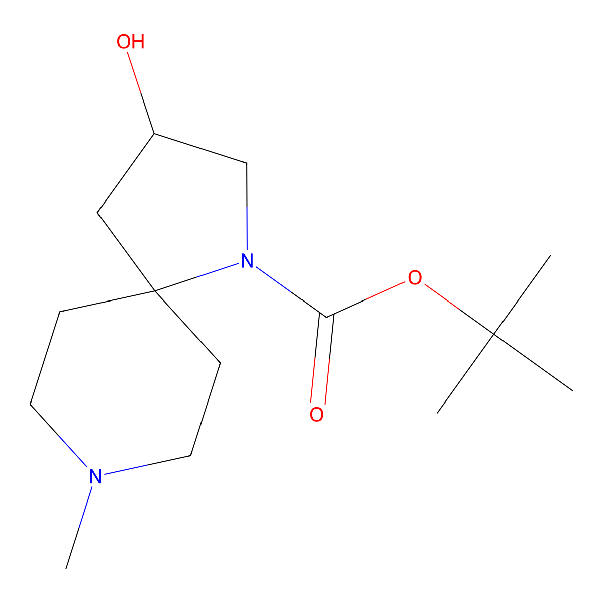 Tert-butyl 3-hydroxy-8-methyl-1,8-diazaspiro[4.5]decane-1-carboxylate molecular structure, CAS 2413877-41-3